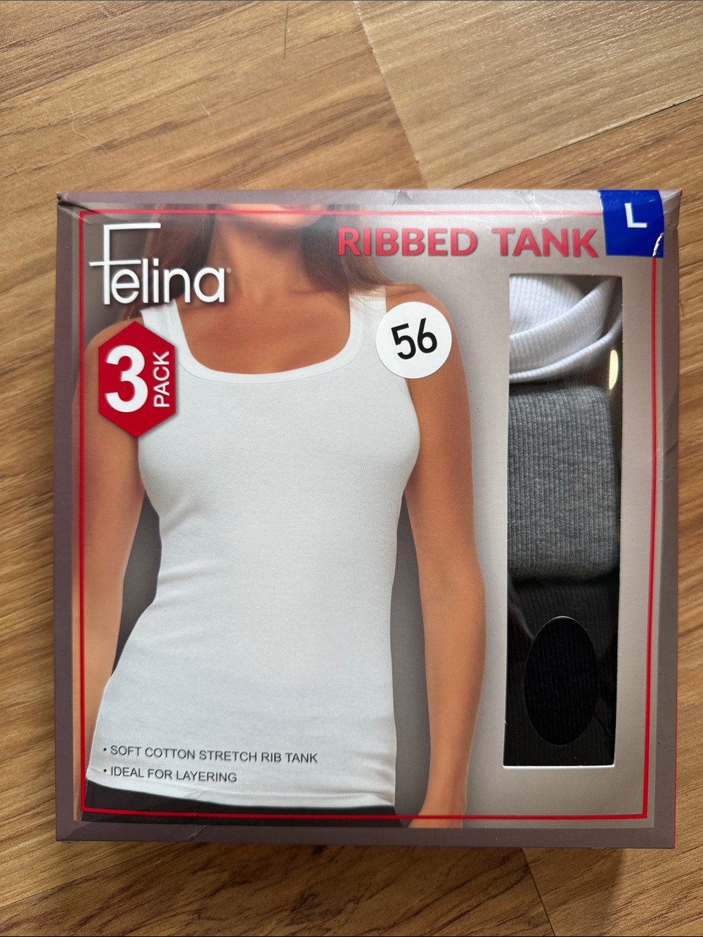Felina Ribbed Tank 3-Pack — White, Gray, Black